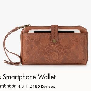 The Sak Iris Brown Smartphone Leather Crossbody Wristlet Wallet Bag